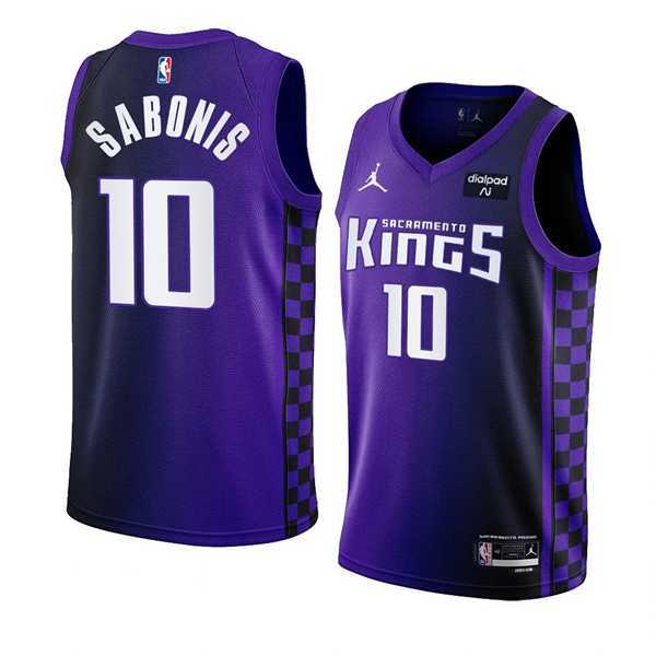 Men%27s Sacramento Kings #10 Domantas Sabonis Purple 2023-24 Statement Edition Swingman Stitched Jersey Dzhi